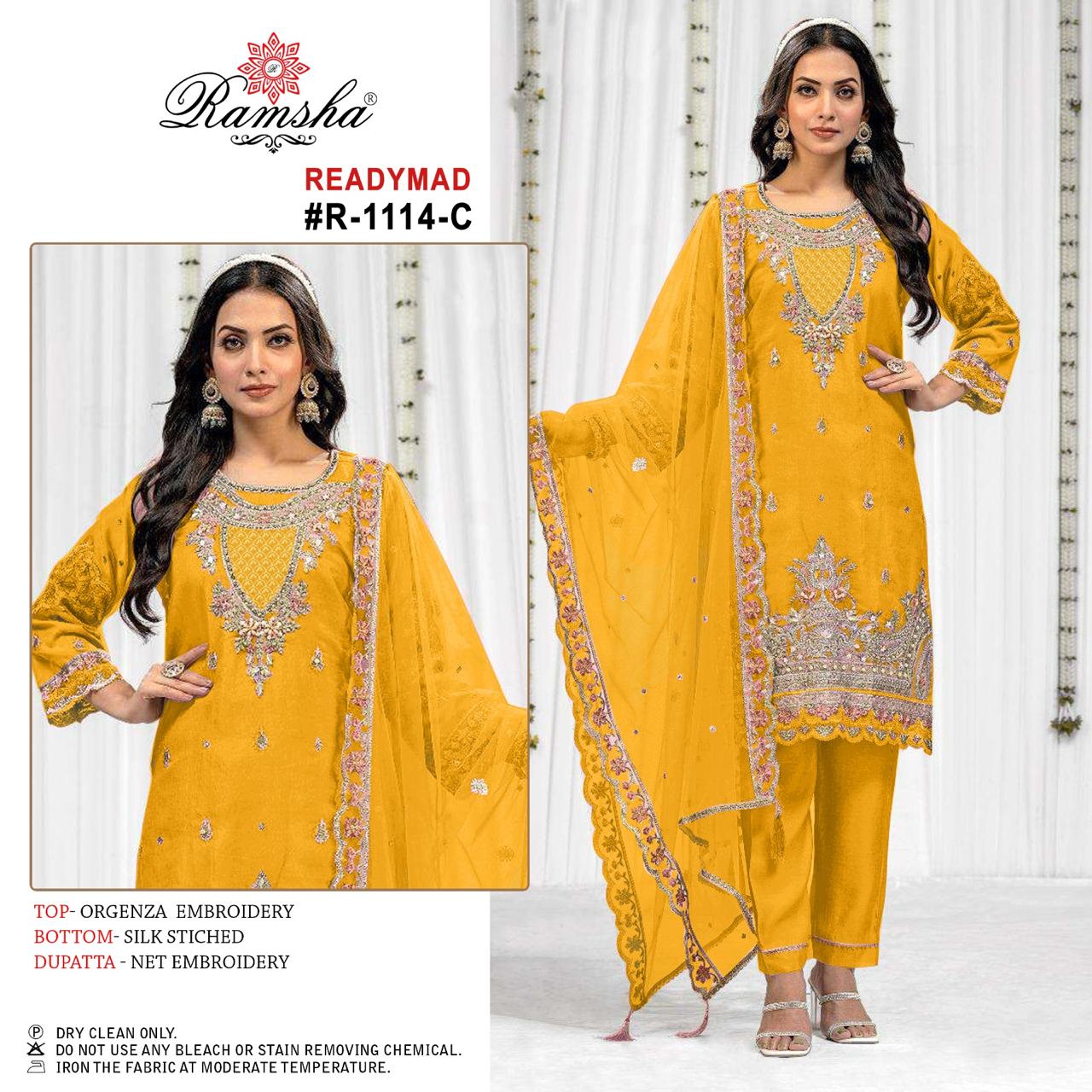 R 1110 Nx A To D By Ramsha Organza Pakistani Readymade Suits Wholesale Price